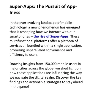 Super-Apps The Pursuit of App-Iness