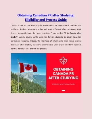 Obtaining Canadian PR after Studying: Eligibility and Process Guide