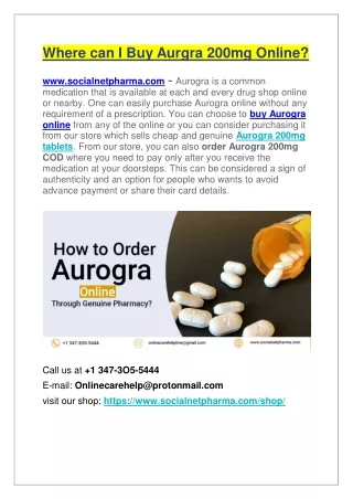 Where can I Buy Aurgra 200mg Online?