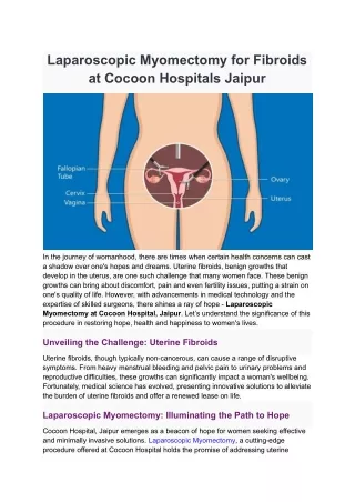 Laparoscopic Myomectomy for Fibroids at Cocoon Hospitals Jaipur