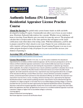 Authentic Indiana (IN) Licensed Residential Appraiser License Practice Course
