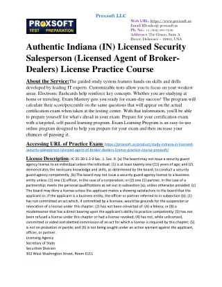 Authentic Indiana (IN) Licensed Security Salesperson (Licensed Agent of Broker-D