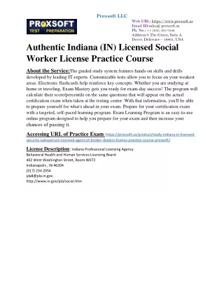 Authentic Indiana (IN) Licensed Social Worker License Practice Course