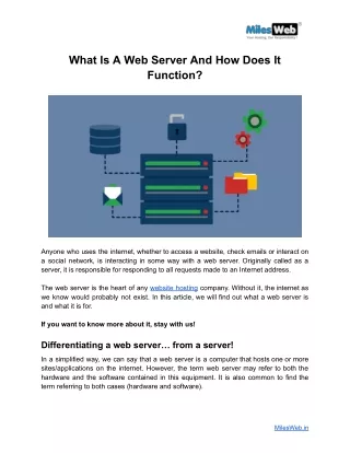 What Is A Web Server And How Does It Function