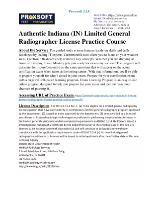 Authentic Indiana (IN) Limited General Radiographer License Practice Course