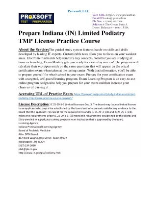 Prepare Indiana (IN) Limited Podiatry TMP License Practice Course