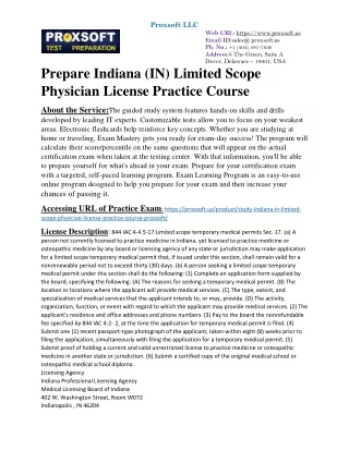 Prepare Indiana (IN) Limited Scope Physician License Practice Course