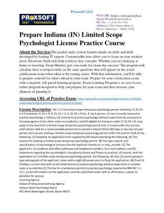 Prepare Indiana (IN) Limited Scope Psychologist License Practice Course