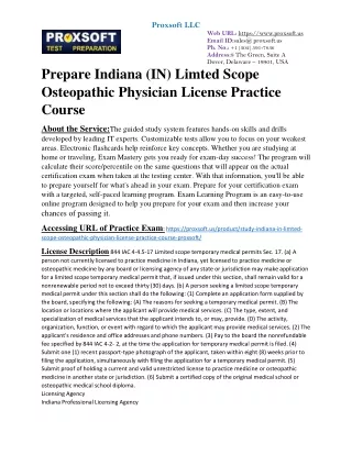 Prepare Indiana (IN) Limted Scope Osteopathic Physician License Practice Course