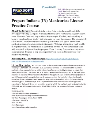 Prepare Indiana (IN) Manicurists License Practice Course