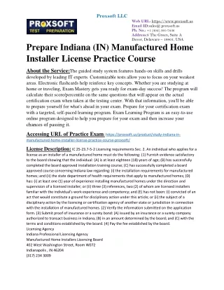 Prepare Indiana (IN) Manufactured Home Installer License Practice Course
