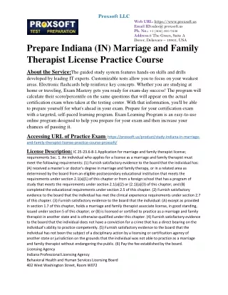 Prepare Indiana (IN) Marriage and Family Therapist License Practice Course