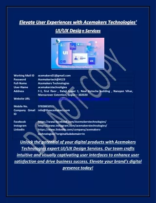 Elevate User Experiences with Acemakers Technologies' UI/UX Design Services