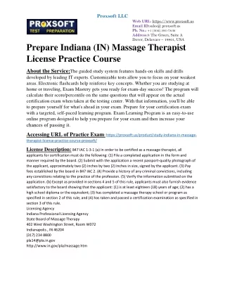 Prepare Indiana (IN) Massage Therapist License Practice Course