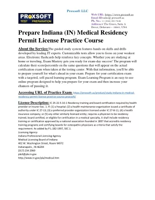 Prepare Indiana (IN) Medical Residency Permit License Practice Course