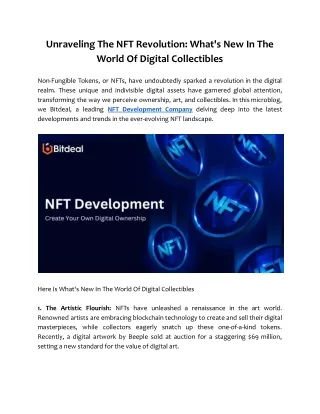 Unraveling The NFT Revolution_ What's New In The World Of Digital Collectibles