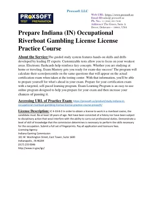 Prepare Indiana (IN) Occupational Riverboat Gambling License License Practice Co