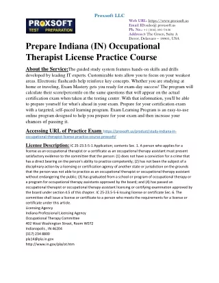 Prepare Indiana (IN) Occupational Therapist License Practice Course