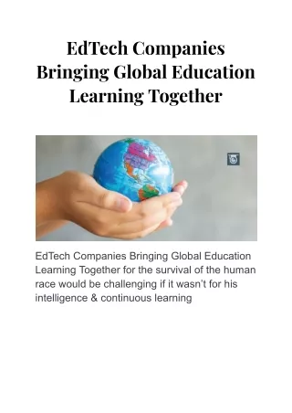 EdTech Companies Bringing Global Education Learning Together