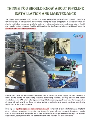 Things You Should Know About Pipeline Installation and Maintenance