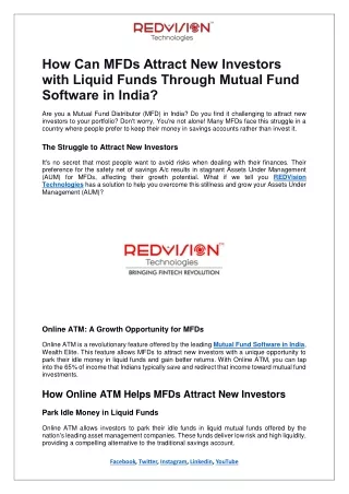 How Can MFDs Attract New Investors With Liquid Funds Through Mutual Fund Software in India