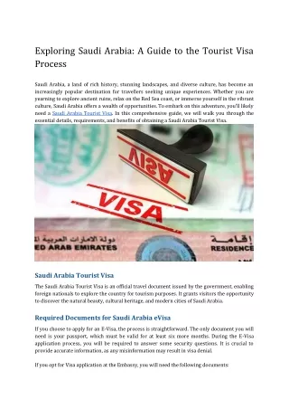 Exploring Saudi Arabia_ A Guide to the Tourist Visa Process