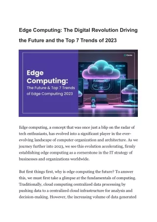 Edge Computing: The Digital Revolution Driving The Future And The Top 7 Trends