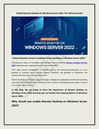 Enable Remote Desktop On Windows Server 2022: The Ultimate Guide