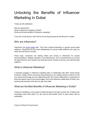 Benefits of Influencer Marketing in Dubai