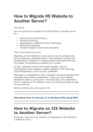 How to Migrate IIS Website to Another Server