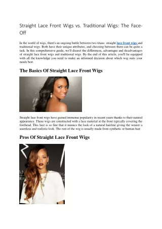 Straight Lace Front Wigs vs