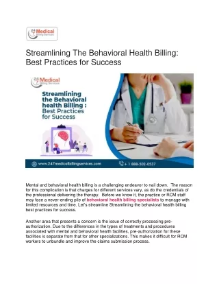 Streamlining The Behavioral Health Billing