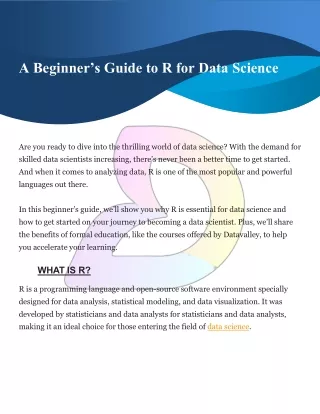 A Beginner’s Guide to R for Data Science