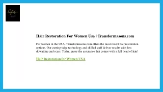 Hair Restoration For Women Usa  Transformasons.com