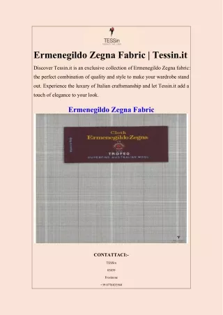 Ermenegildo Zegna Fabric  Tessin.it