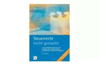 Download Steuerrecht Leicht Gemacht Eine Einfuhrung Nicht Nur Fur Studierende an