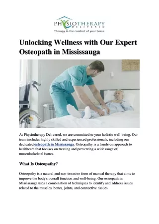 Unlocking Wellness with Our Expert Osteopath in Mississauga