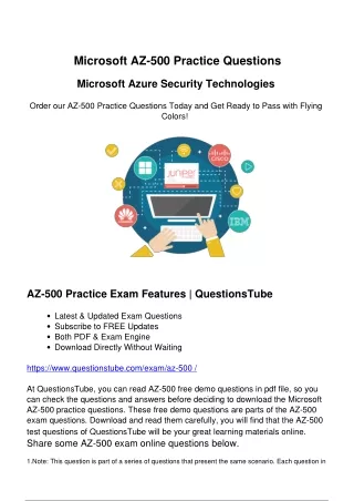 Certified Microsoft AZ-500 Exam Questions - Download Actual PDF for Learning