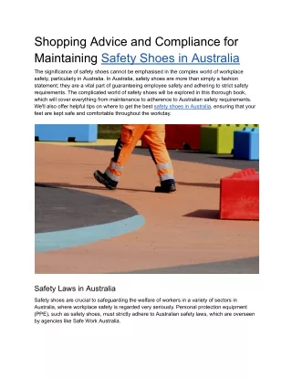 Shopping Advice and Compliance for Maintaining Safety Shoes in Australia