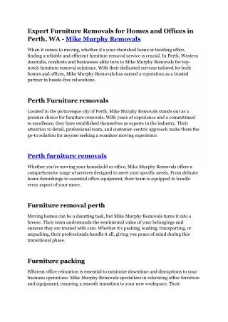 Furniture removalist