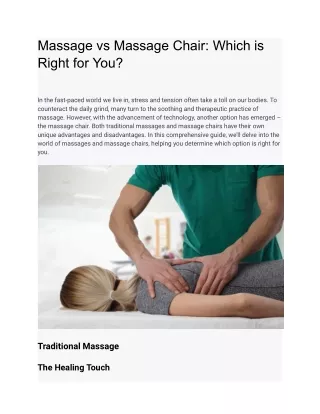 Massage vs Massage Chair_ Which is Right for You