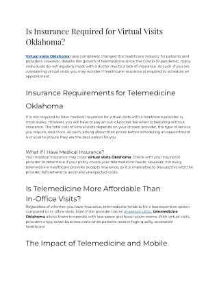 2023 - Is Insurance Required for Virtual Visits Oklahoma