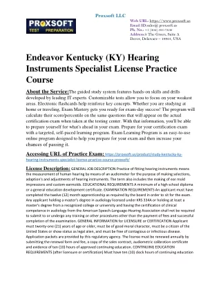 Endeavor Kentucky (KY) Hearing Instruments Specialist License Practice Course