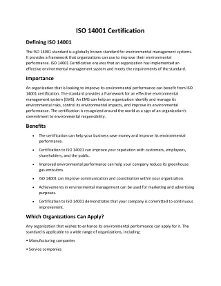 ISO 14001 Certification-Article modify