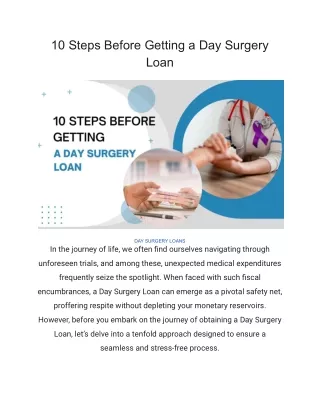 10 Steps Before Getting a Day Surgery Loan