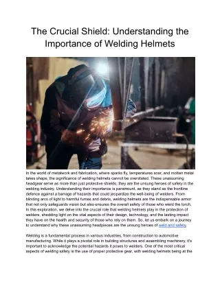 The Crucial Shield_ Understanding the Importance of Welding Helmets