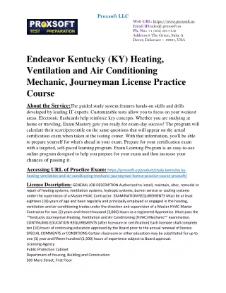 Endeavor Kentucky (KY) Heating, Ventilation and Air Conditioning Mechanic, Journ