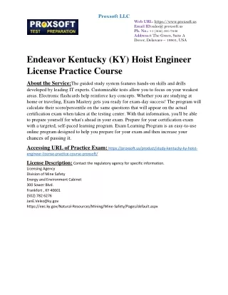 Endeavor Kentucky (KY) Hoist Engineer License Practice Course