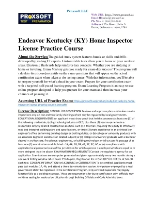 Endeavor Kentucky (KY) Home Inspector License Practice Course